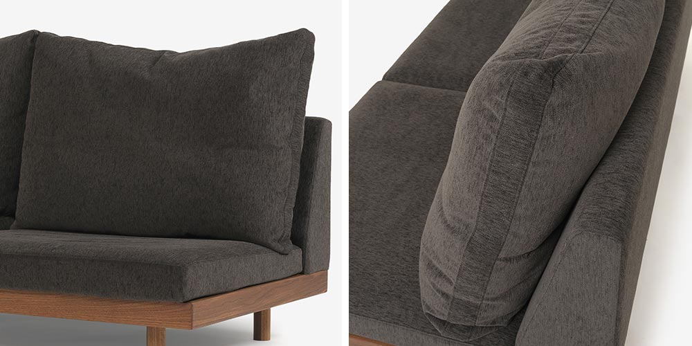 「DANISH GRANDE SOFA デニッシュグランデソファ」の身体を包むような座クッションイメージ