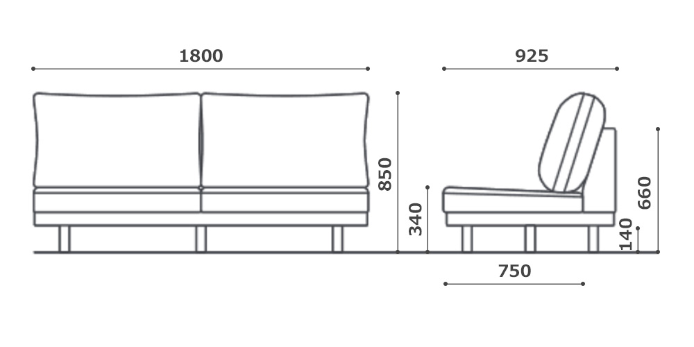 3シーターソファ「DANISH GRANDE SOFA デニッシュグランデソファ DGSO-3S180-WN」のサイズ詳細