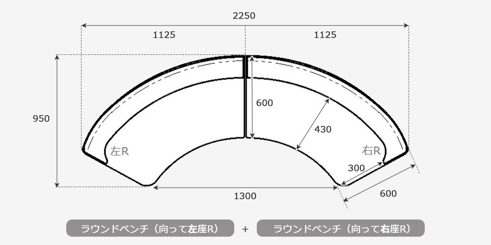 オプティオ09ラウンドベンチのイラストサイズ