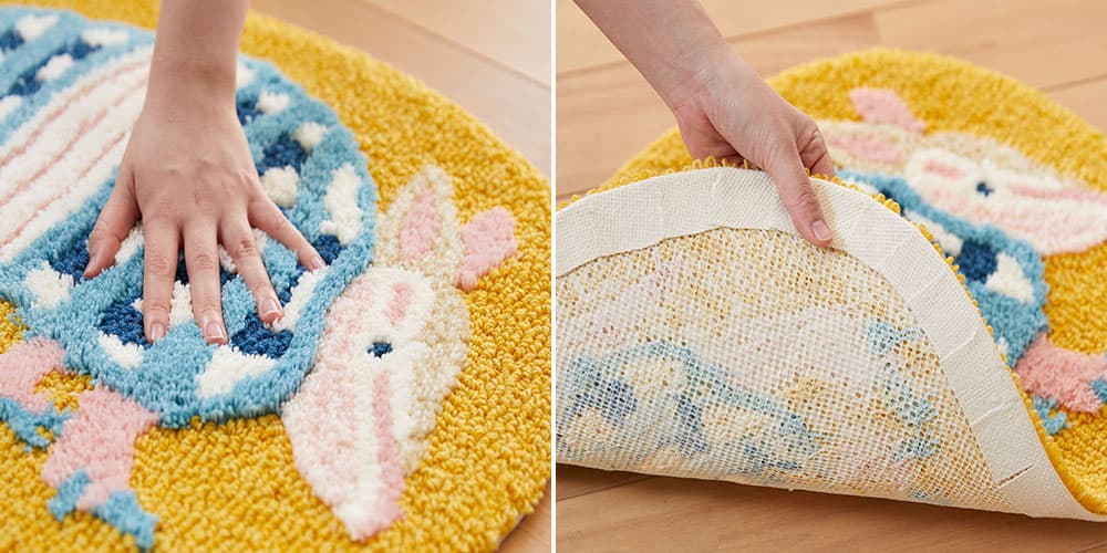 立体感あるパイルと裏面滑り止め