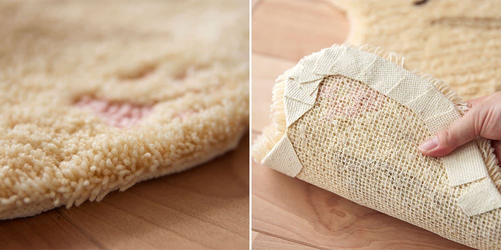 モコモコのパイルと裏面滑り止め