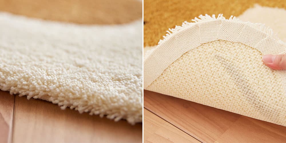 モコモコのパイルと裏面滑り止め