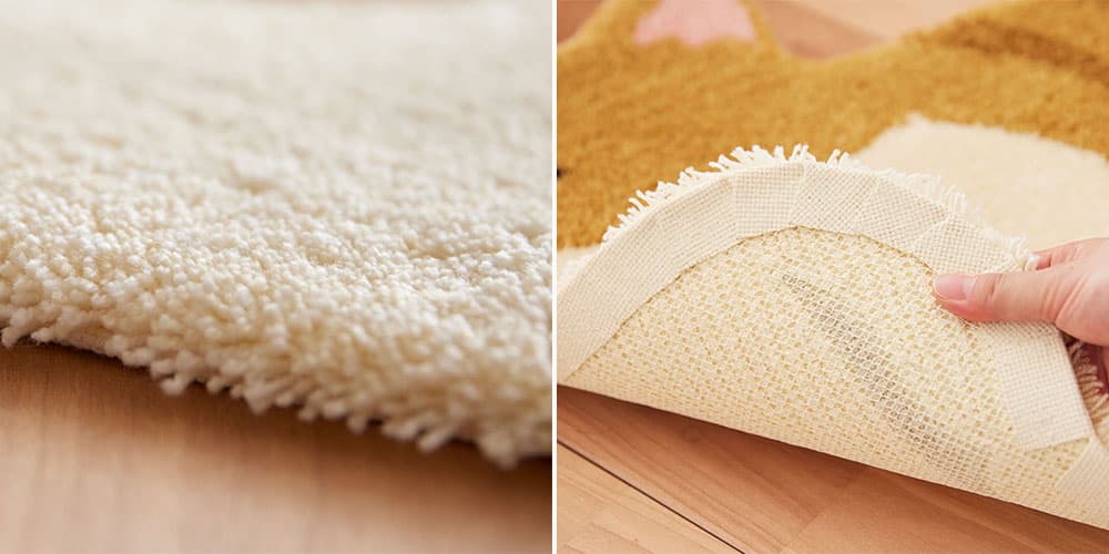 モコモコのパイルと裏面滑り止め