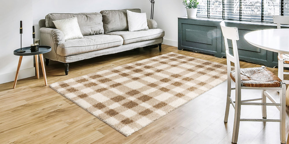 ふんわり心地よい、カジュアルモダンテイストのラグ「フルー」ベージュ色のイメージ画像