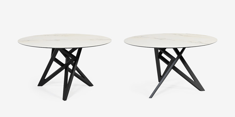 緻密な三角形の脚部　ダイニングテーブル「ロゼエンネア」