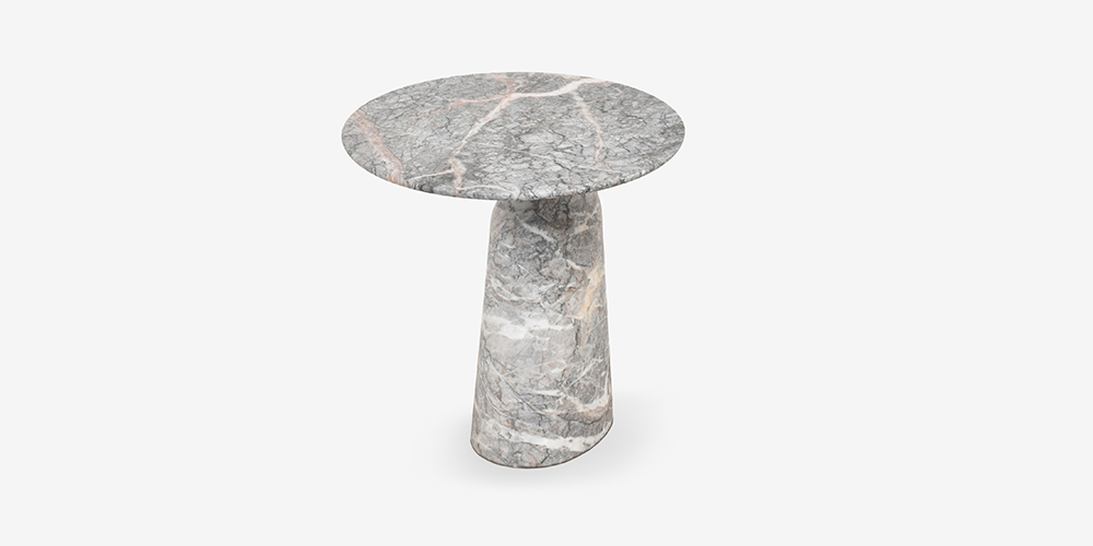 サイドテーブル「Ilary イラリー 52」丸52cm 大理石フィオールディペスコ上からみた画像