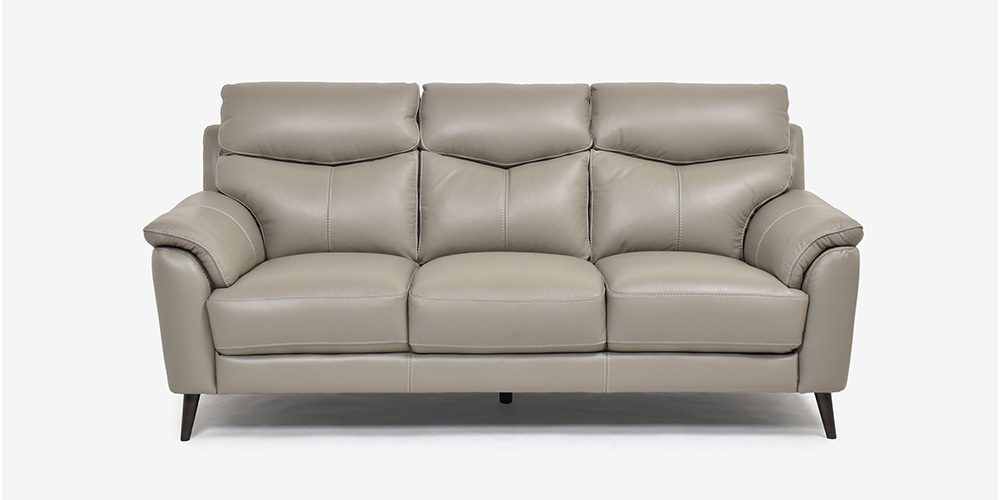 ソファ 3人掛け「ワルツ」幅206cm 半革#J-772A トープ色 正面画像