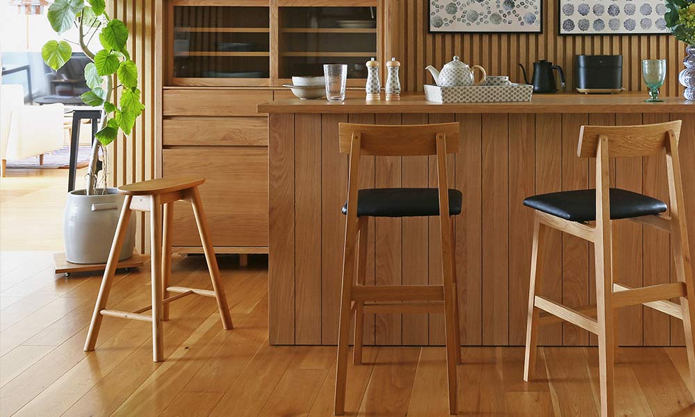 キッチンカウンター「VINE」幅1800 ホワイトオーク材を使用したイメージ