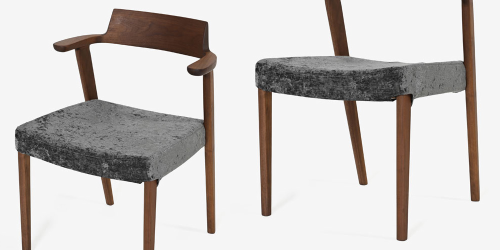 デザインと機能性を両立させたハーフアームのダイニングチェア「シャルダン」 座面、脚部寄りカット