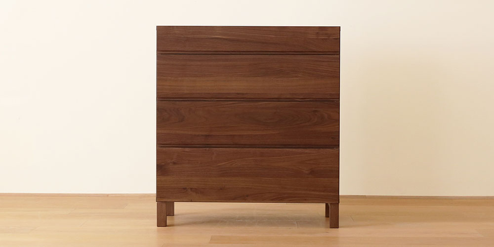リビングチェスト「レッチェ」幅80cm ウォールナット材の正面