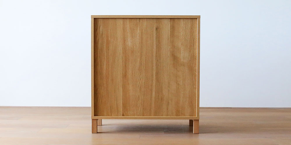 リビングチェスト「レッチェ」幅80cm ホワイトオーク材の背面