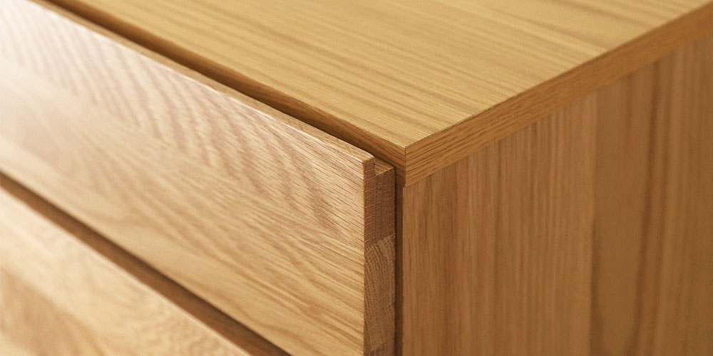 リビングハイチェスト「レッチェ」幅50cm ホワイトオーク材のアップ