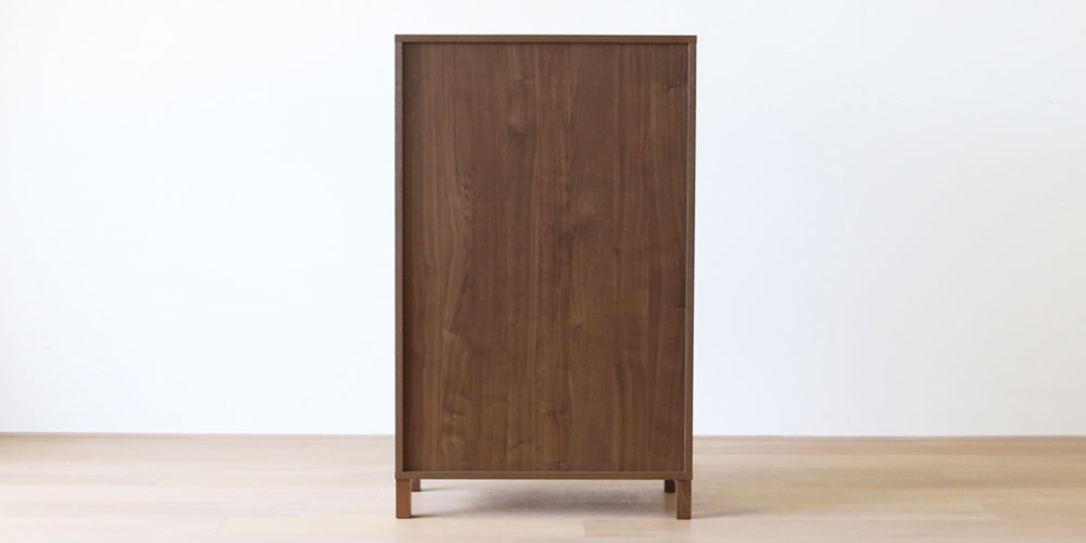 ハイキャビネット「レッチェ」幅80cm ウォールナット材の背面