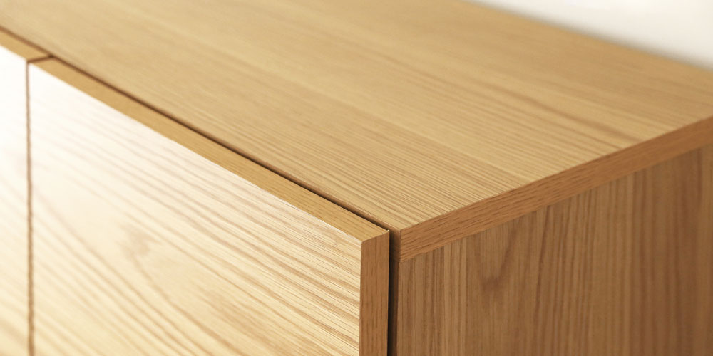 ハイキャビネット「レッチェ」幅80cm ホワイトオーク材のアップ