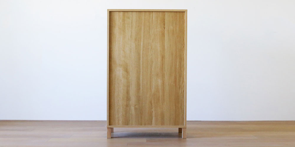 ハイキャビネット「レッチェ」幅80cm ホワイトオーク材の背面