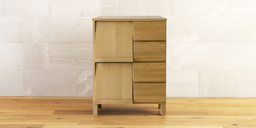 マガジンレコードラック「レッチェ」幅68.3cm ホワイトオーク材