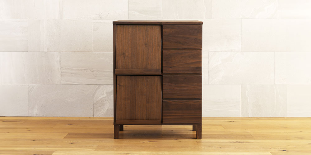 マガジンレコードラック「レッチェ」幅68.3cm ウォールナット材