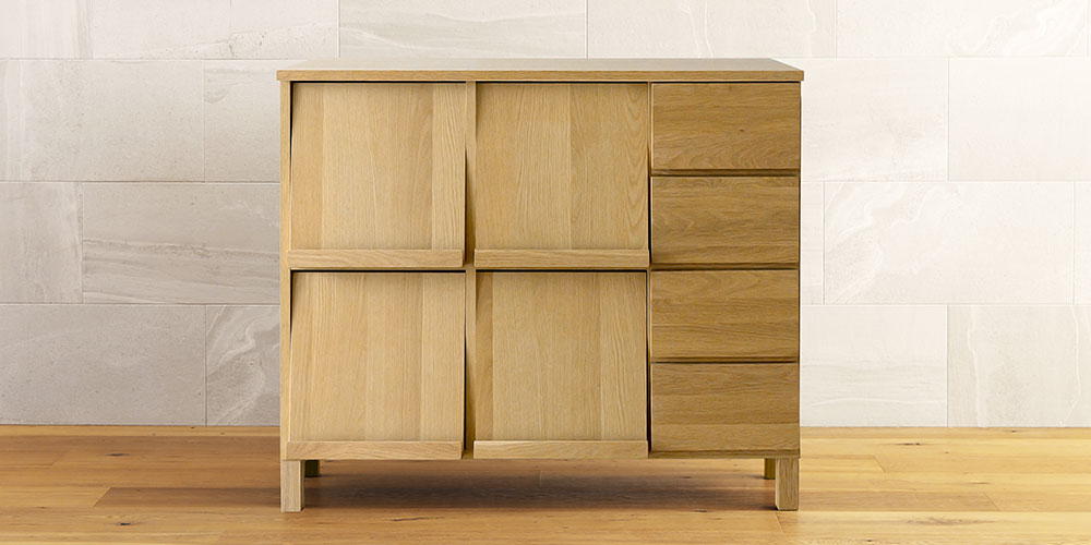 マガジンレコードラック「レッチェ」幅105.6cm ホワイトオーク材