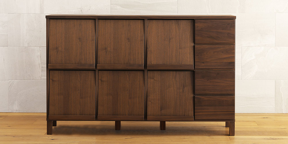 マガジンレコードラック「レッチェ」幅143cm ウォールナット材