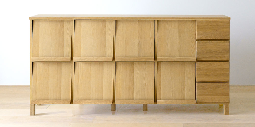 マガジンレコードラック「レッチェ」幅180.4cm ホワイトオーク材