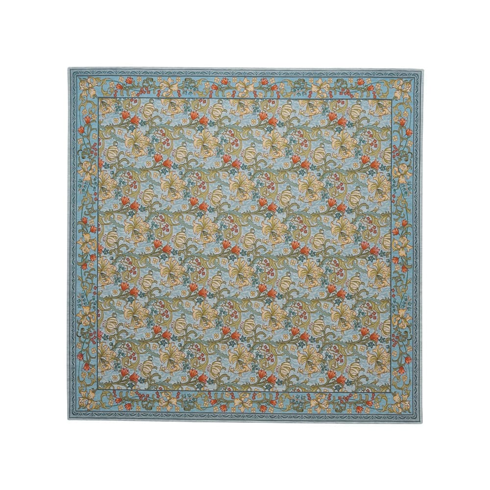 ラグ「ゴールデンリリーマイナー」ブルーの200ｘ200cm