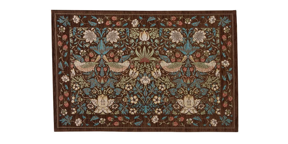 マット「いちご泥棒」ブラウンの60ｘ90cm