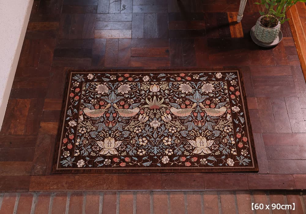 マット「いちご泥棒」ブラウンの60ｘ90cmの玄関マットイメージ