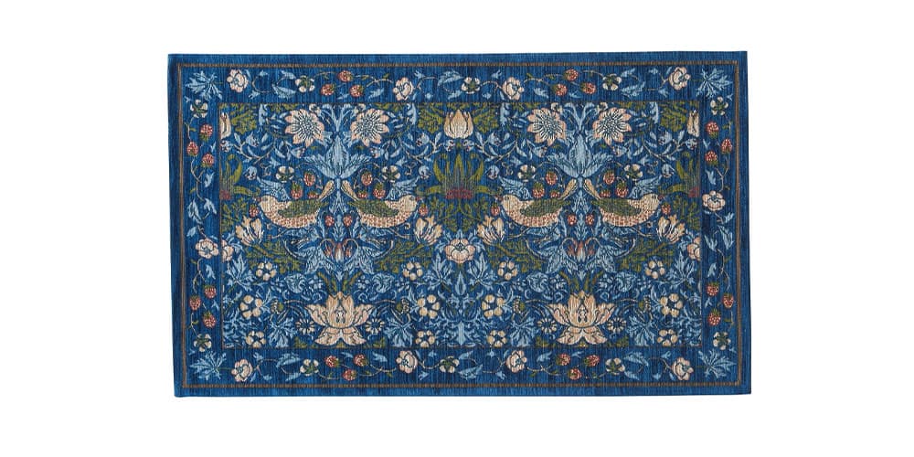 マット「いちご泥棒」ブルーの45ｘ75cm