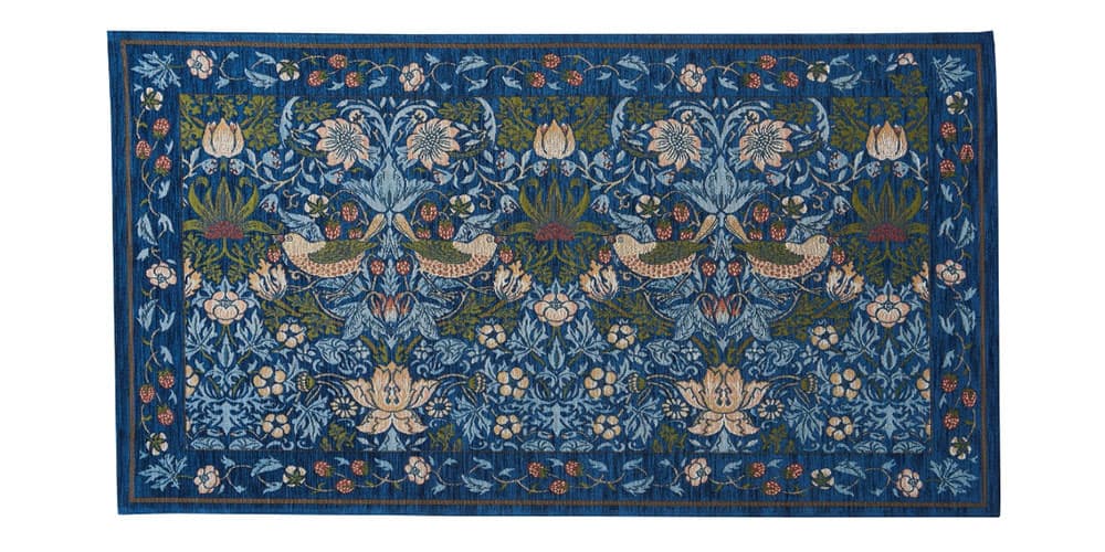 マット「いちご泥棒」ブルーの67ｘ120cm