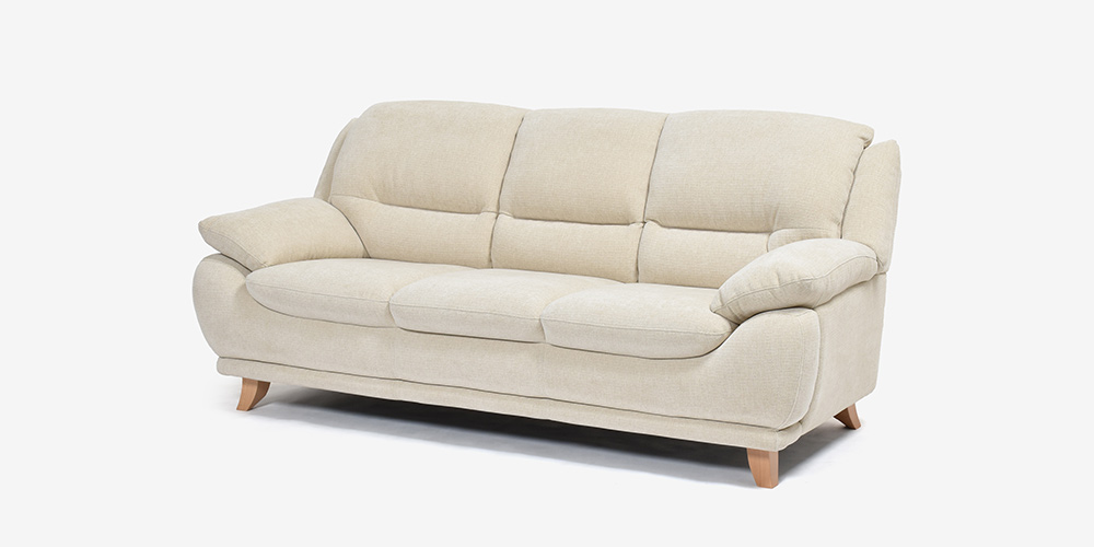 ソファ 3人掛け「オースチンKD」幅207cm 布#NDO 09 ベージュ色 斜め正面画像