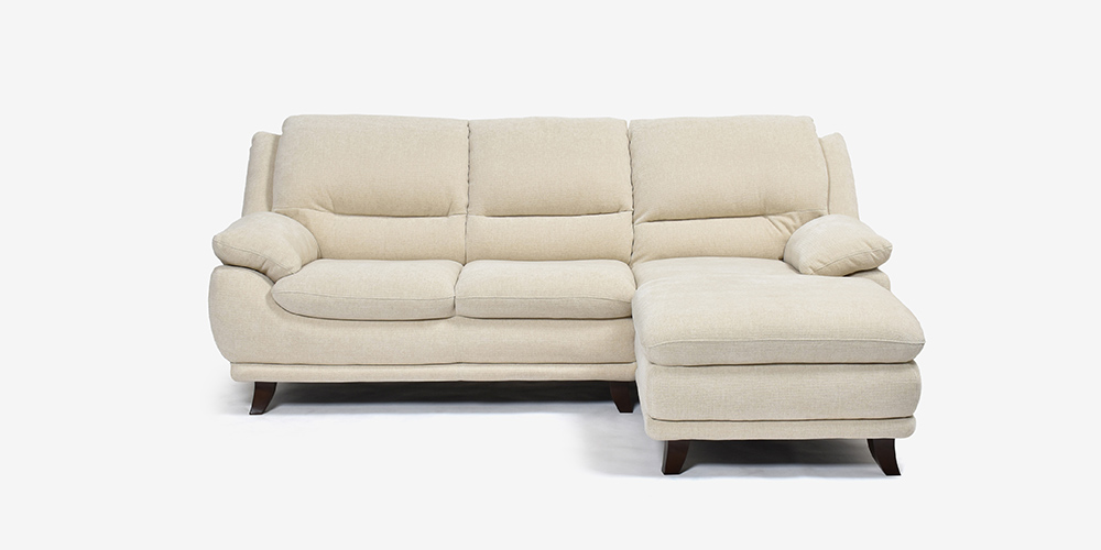 カウチソファ 向って右カウチ「オースチンKD」幅227cm 布#NDO 09 ベージュ色 正面画像