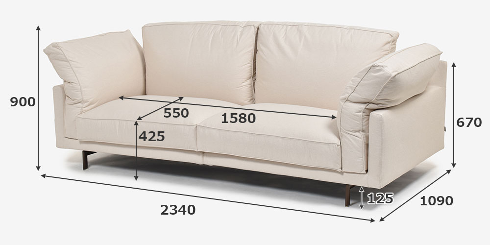 erba（エルバイタリア）ソファ「カモーリ」のサイズ
