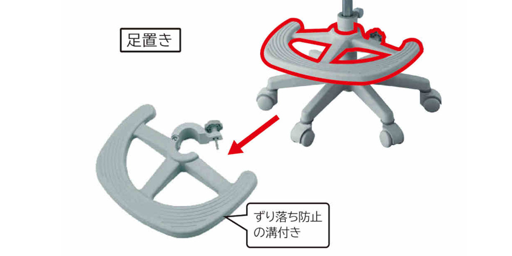 簡単に取り外しできる足置きステップ