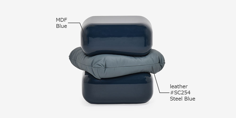 ウッドブロックとレザークッションを組み合わせた独創的デザイン