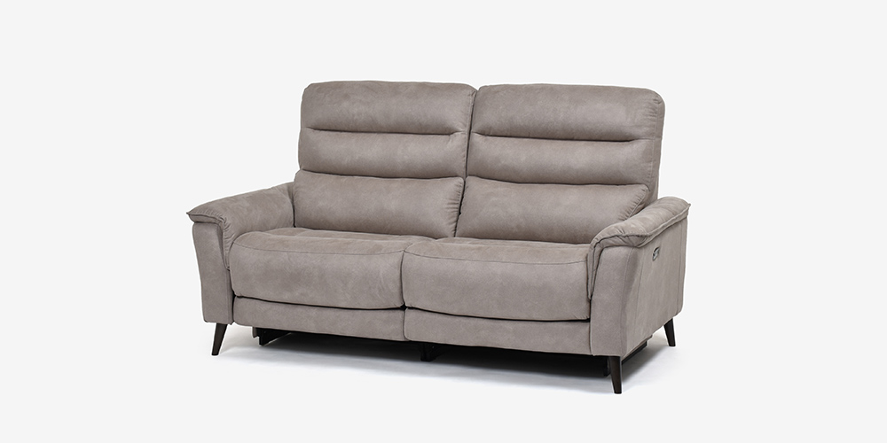 【斜め正面画像】電動リクライニングソファ 3人掛け 幅190cm「レイーダ」布#B-946 シルバーグレー色