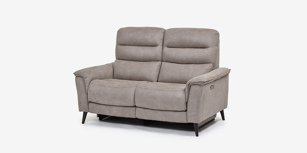 【斜め正面画像】電動リクライニングラブソファ 2人掛け 幅160cm「レイーダ」布#B-946 シルバー色
