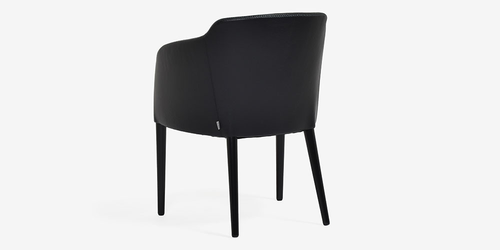 ダイニングチェア「エモジオーネ2」革#Cブラック色　背面