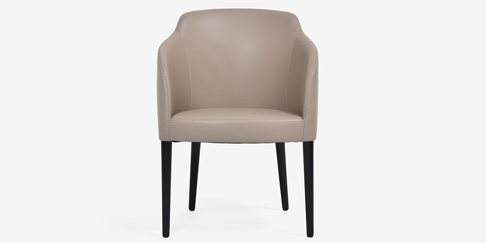 ダイニングチェア「エモジオーネ2」革#Cグレージュ色　正面