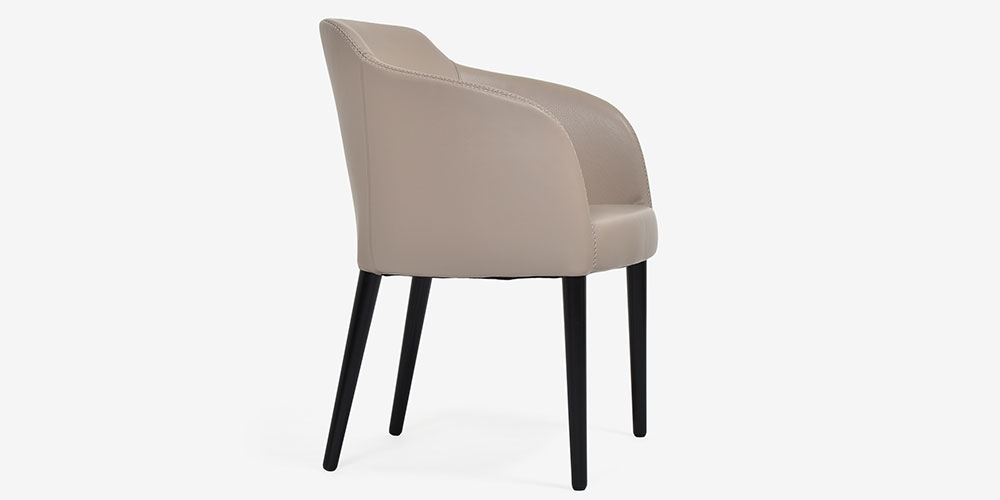 ダイニングチェア「エモジオーネ2」革#Cグレージュ色　サイド