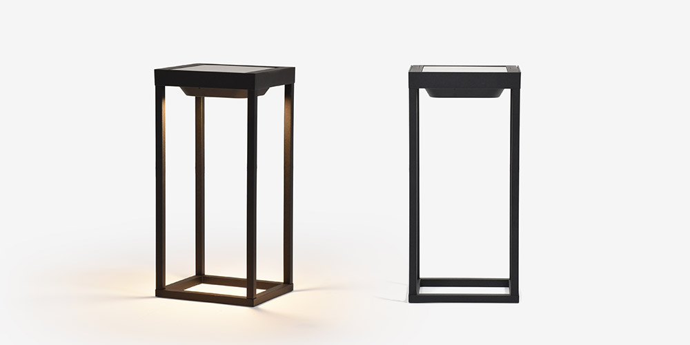 LEDポータブルスタンド「Home Solar」BKの点灯・消灯イメージ