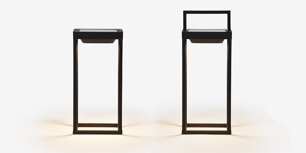 LEDポータブルスタンド「Home Solar」BKのハンドルデザイン