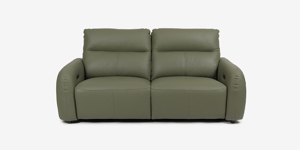 【正面画像】電動リクライニングソファ「L/S Motion 81（エルエスモーション81）」革#H-697E セージグリーン色