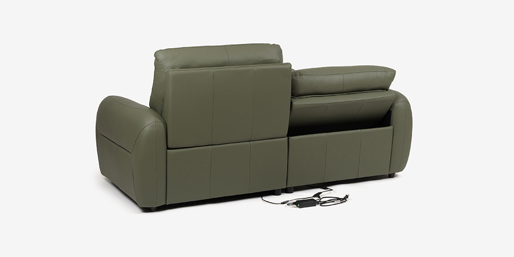 【背面画像(2)】電動リクライニングソファ「L/S Motion 81（エルエスモーション81）」革#H-697E セージグリーン色