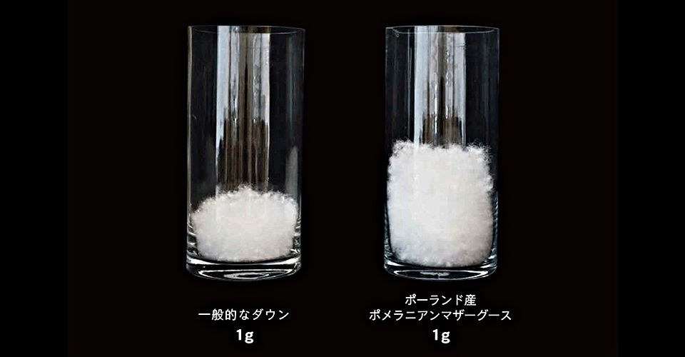 羽毛の体積比較