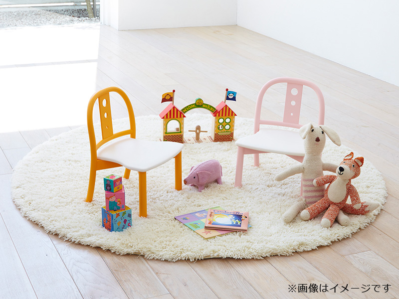 秋田木工 キッズチェア「101」木部ブナ材ホワイト色 座PVCレッド色