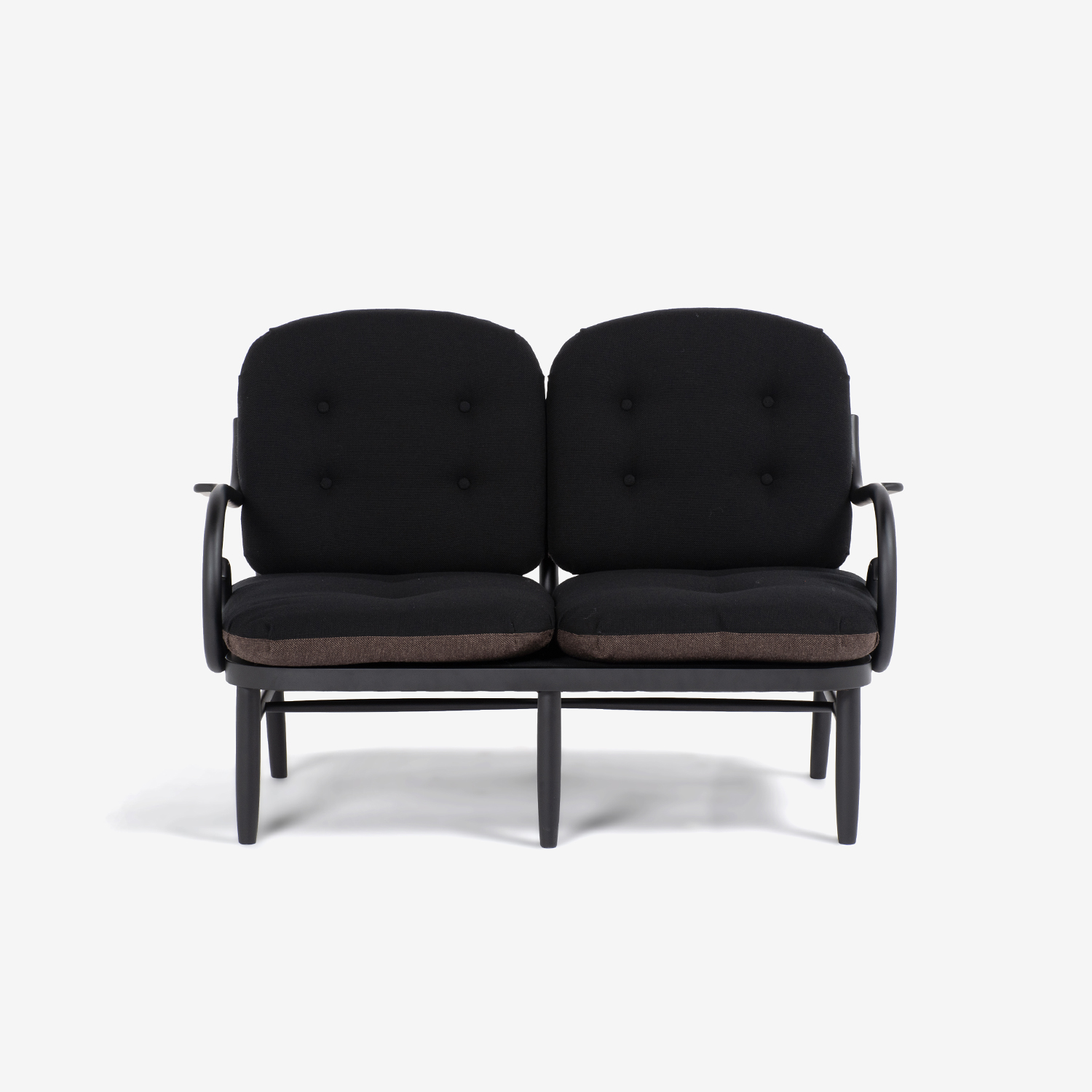 秋田木工 ソファ「75EB」布A14/A24 ブナ材ブラック色